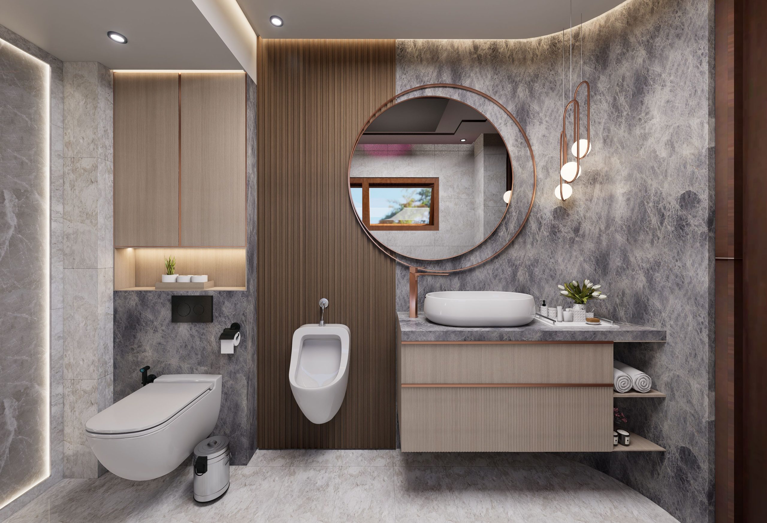 Modern bathroom remodel with contemporary materials and finishes in Palm Beach County